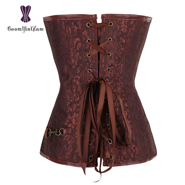 Plus Size Zip Up Steampunk Halter Leather Corset