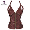 Plus Size Zip Up Steampunk Halter Leather Corset