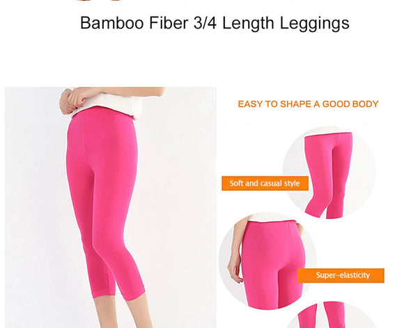 Plus Size Women's Mid-Calf Leggings Bamboo Fiber Capri Legging High Stretchy Leggings Workout Pants High Quality Basic Leggings